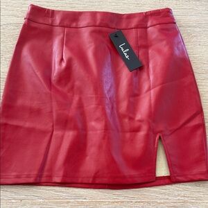 Red faux leather Mini Skirt